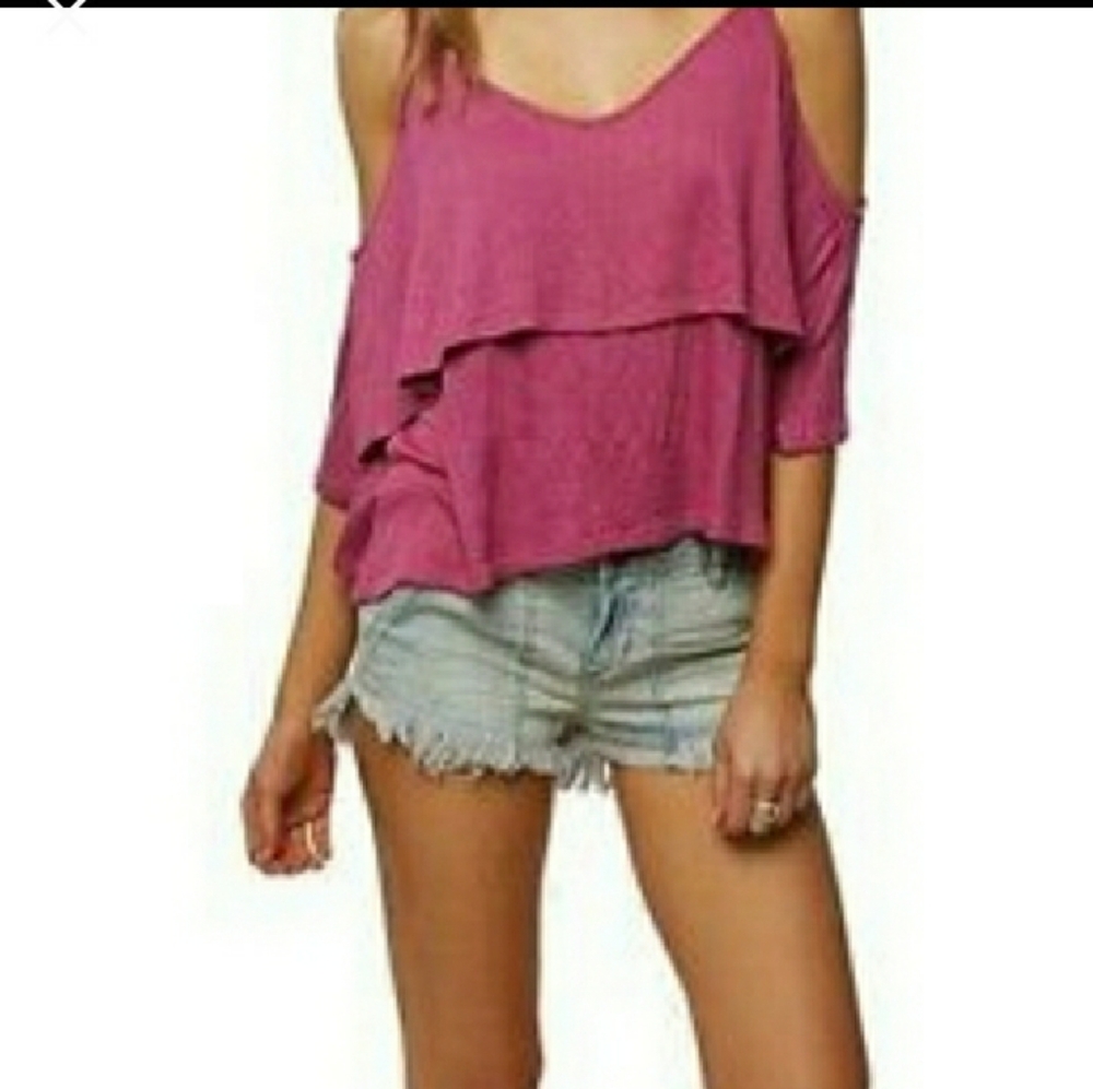 O'Neill Layered Ruffle Halter Strappy Tie Shirt